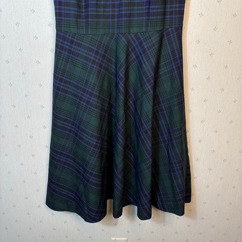 Talbots Sleeveless Fit and Flare Plaid Tartan Dress Size 8 Wool Blend Preppy - Picture 7 of 8